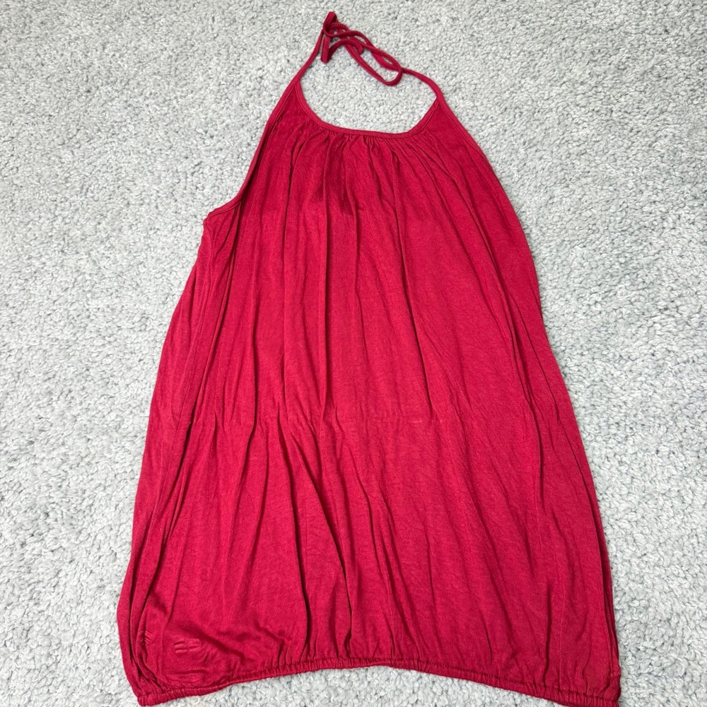 Urban Nomad Earthbound Trading Co Red Halter Top Bubble Hem Boho Blouse L/XL